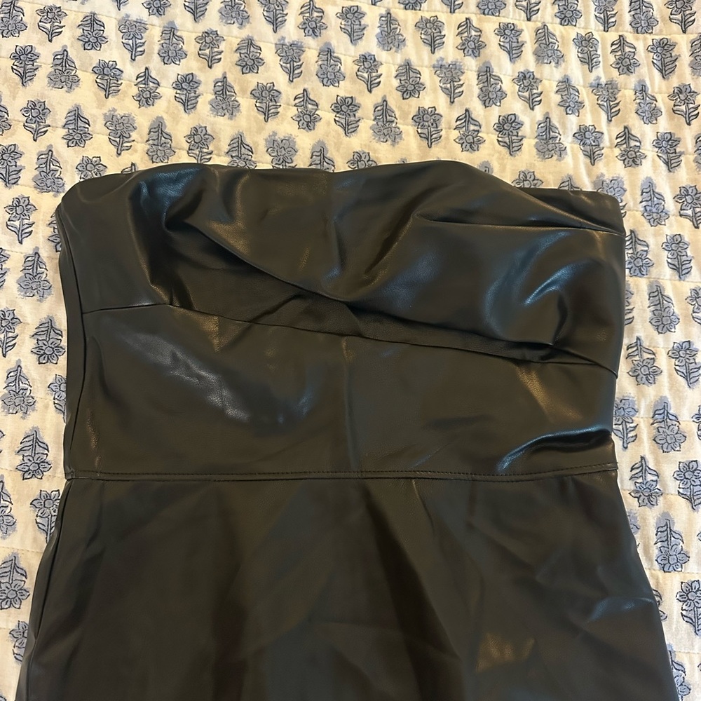 Black Strapless Leather top